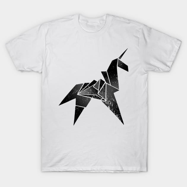 Blade Runner Unicorn Origami (Aged Black) T-Shirt by VanHand